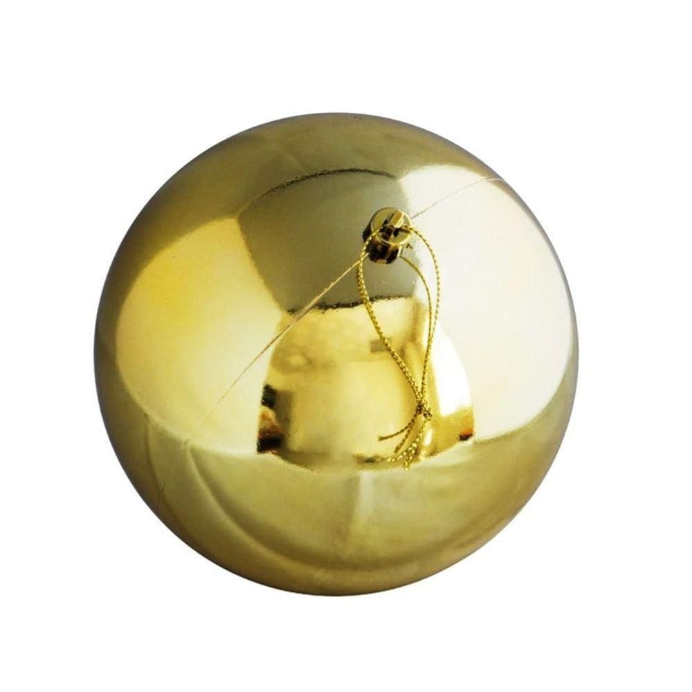 Bola De Natal Brilhante Dourada Tradicional Grande 14cm Com Cordão