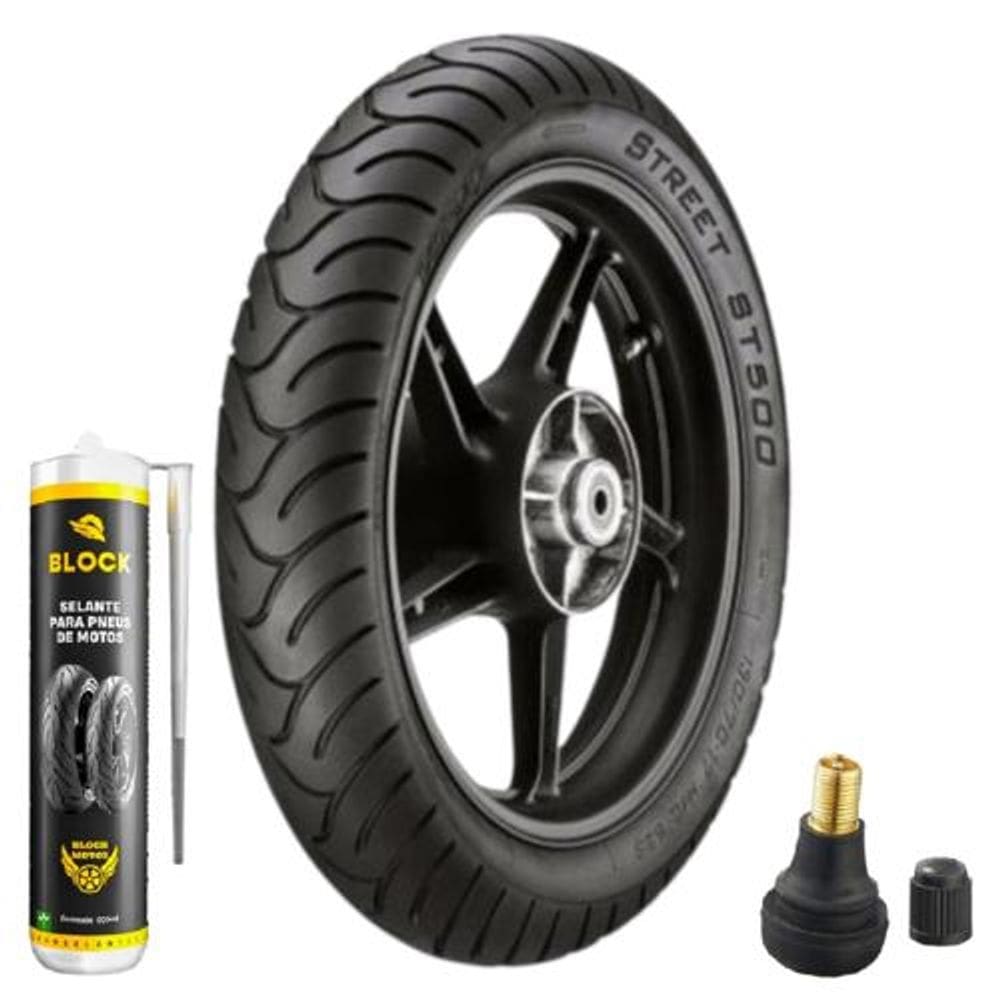 Pneu  100/90-18 56p Tl St600 Vipal + Bico Tr412 + Selante