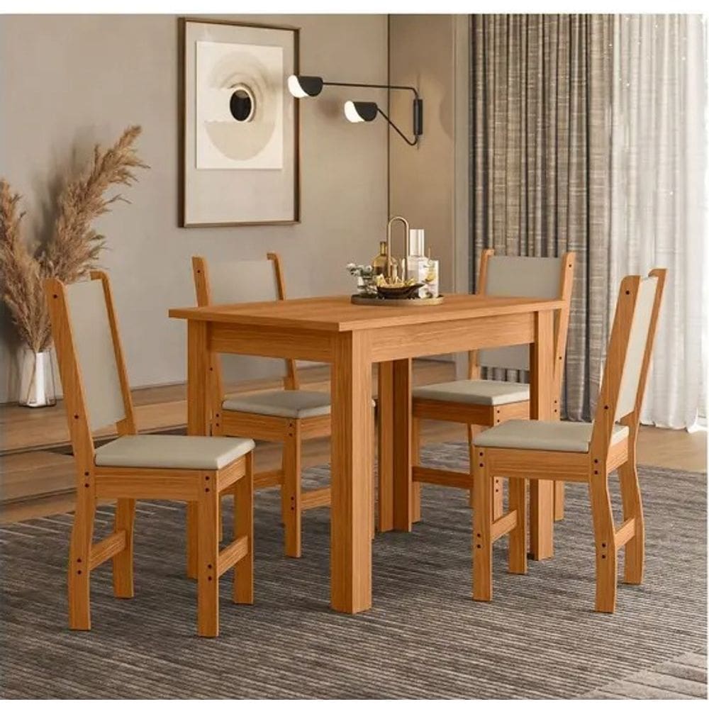 Conjunto de mesa BELLAGIO com 4 cadeiras FREIJO/SAVANA
