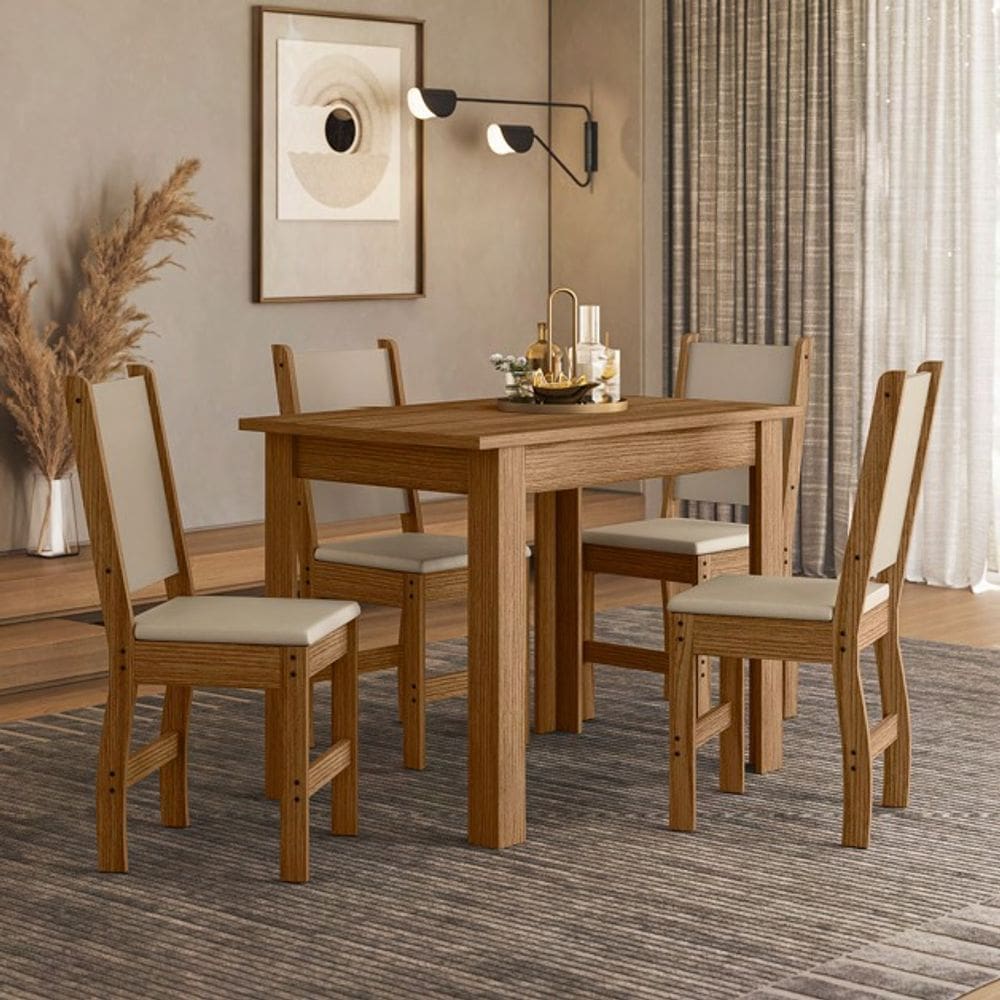 Conjunto de mesa BELLAGIO com 4 cadeiras CARVALHO