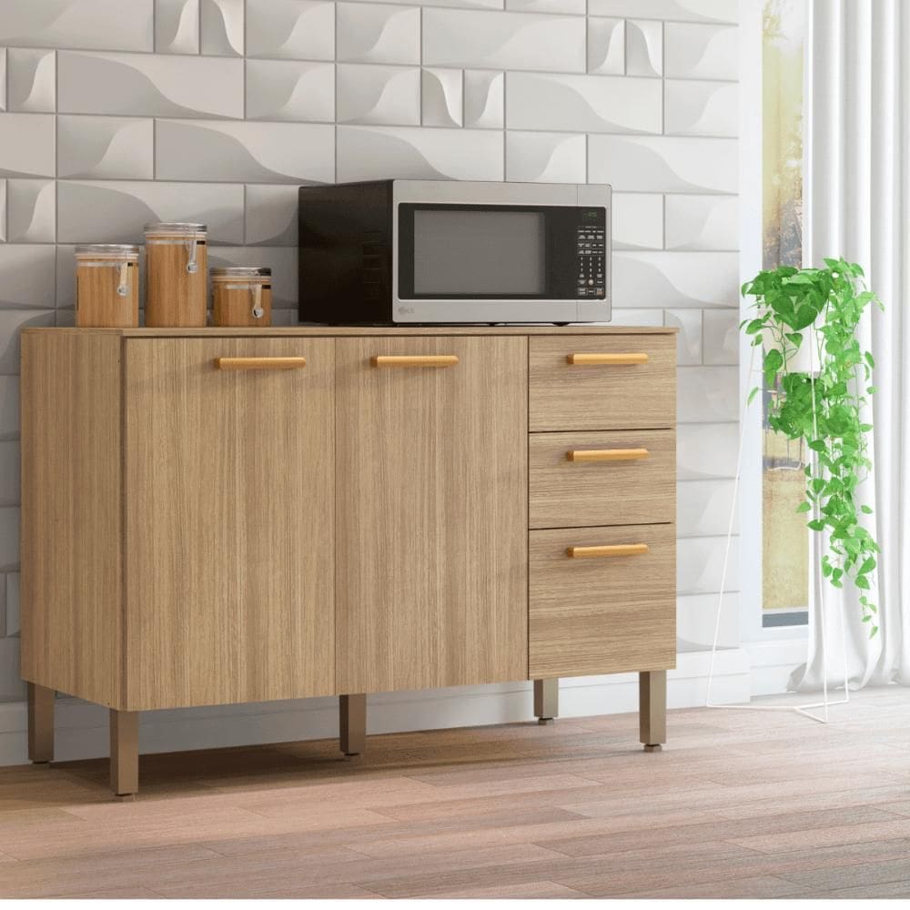 Balcão Urbino Freijó 3 gavetas 1 Porta