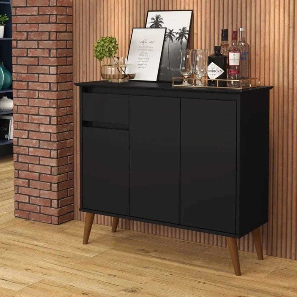 Aparador Veneza 3Pts 1Gav - Pé Palito Preto