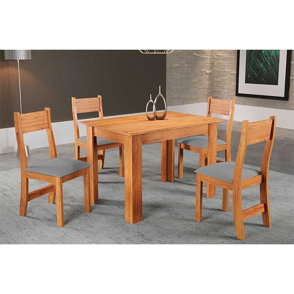 Conjunto de mesa PALLACE com 4 cadeiras BRISA CINAMOMO/LINHO CINZA