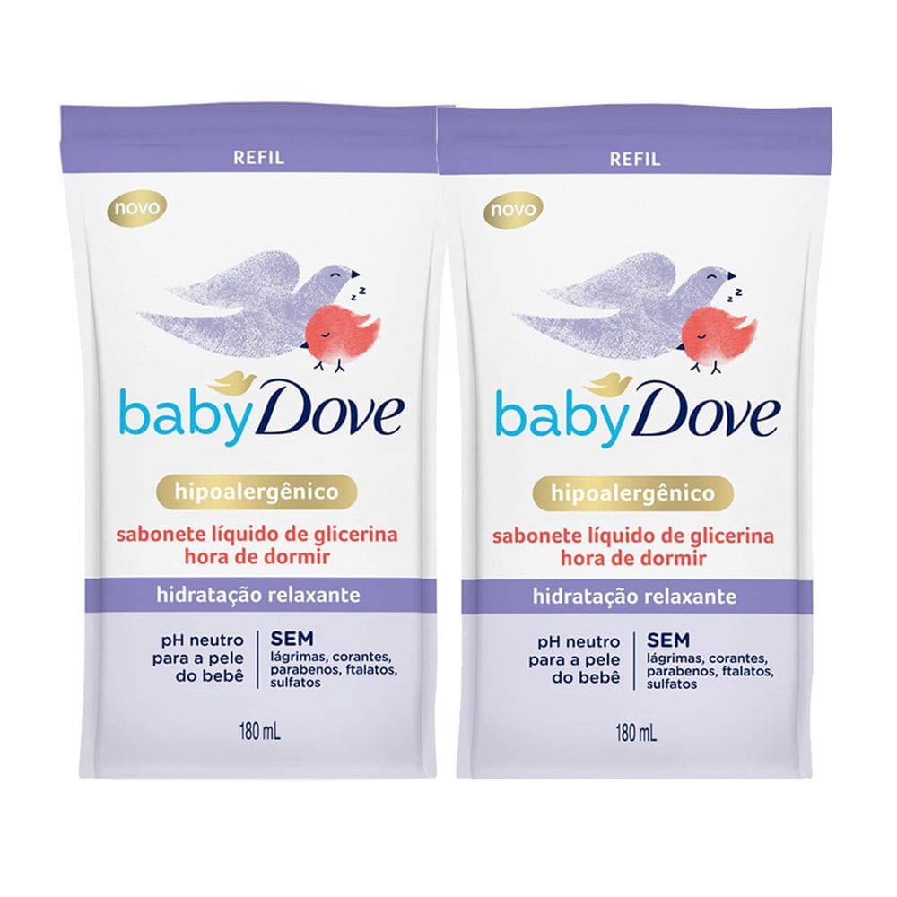 Kit 2 Sabonete Líquido Baby Dove Hora de Dormir Refil 180ml