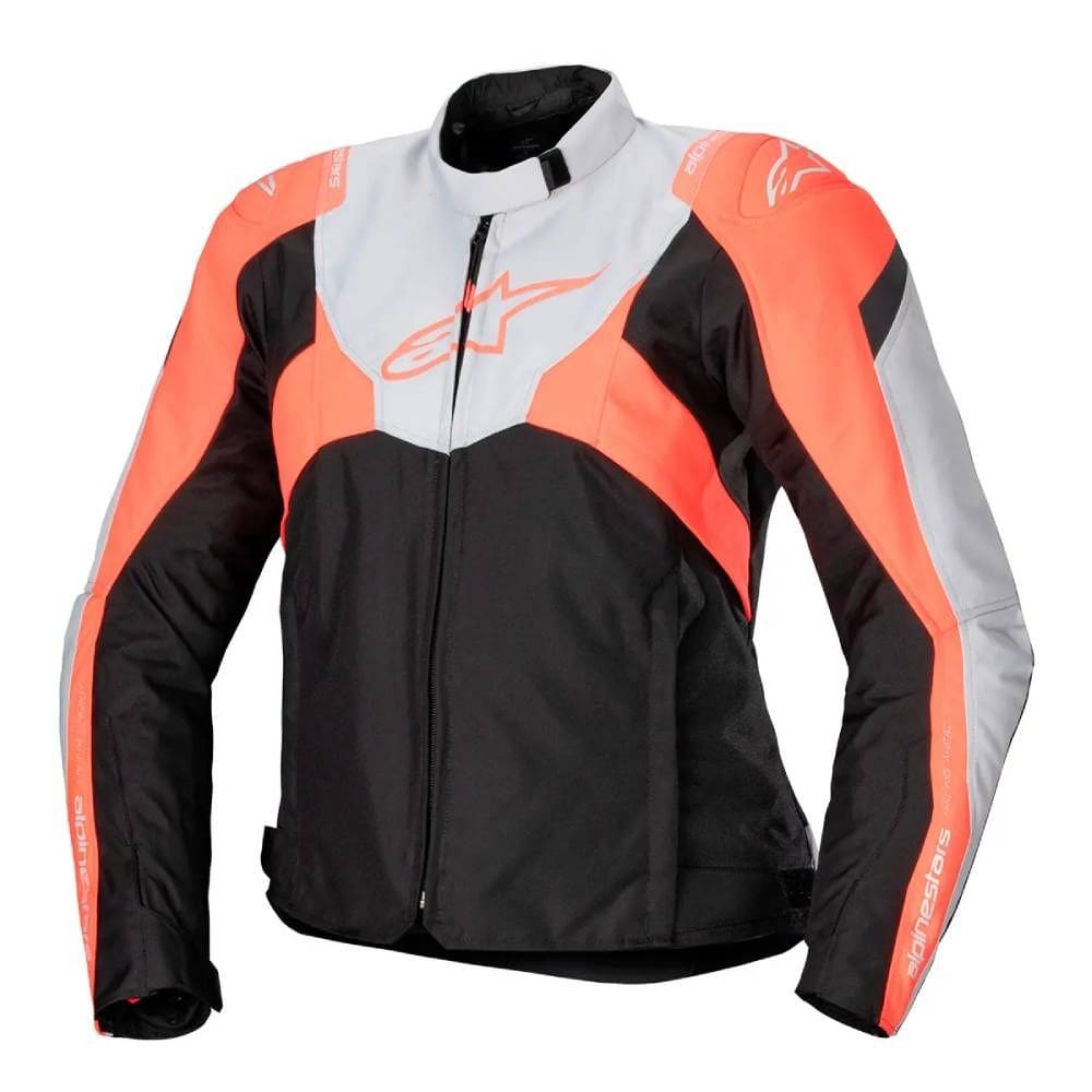 Jaqueta Alpinestars Stella T Jaws V4 WP Preta Cinza e Gelo Coral