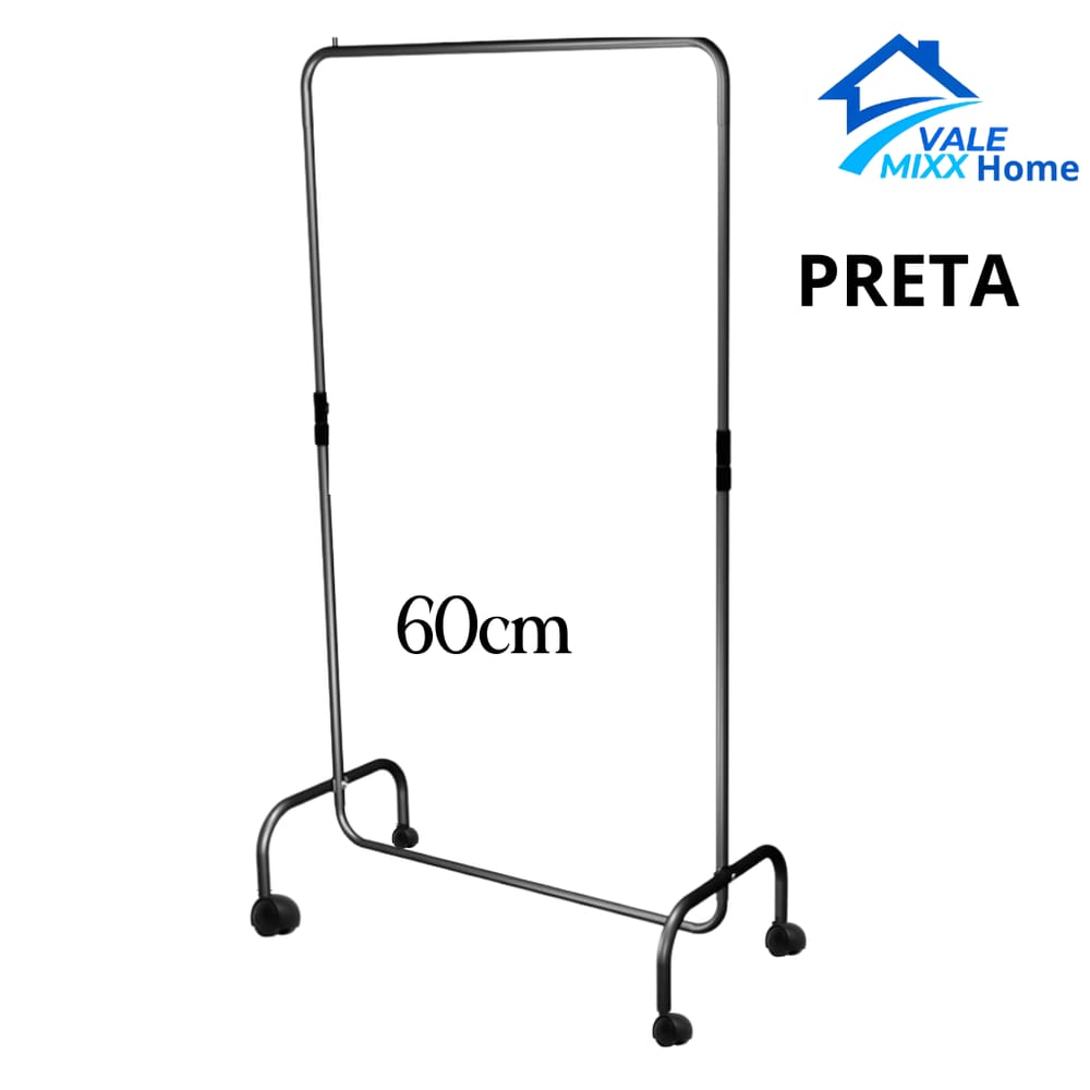 Arara Desfile com Rodinhas 60cm Para Roupas Reforçada Altura Regulável