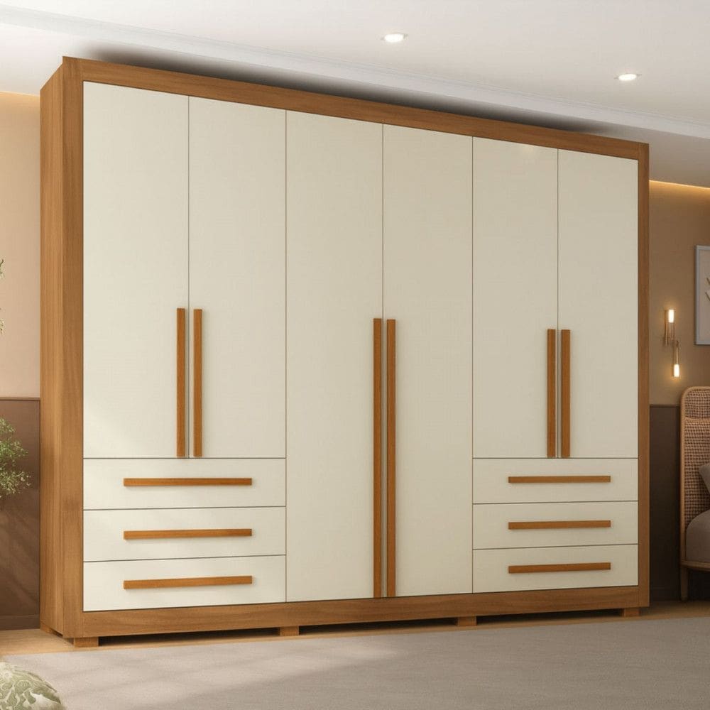 Guarda Roupa Casal 6 Portas 6 Gavetas com Pes Veneto Maxel Moveis