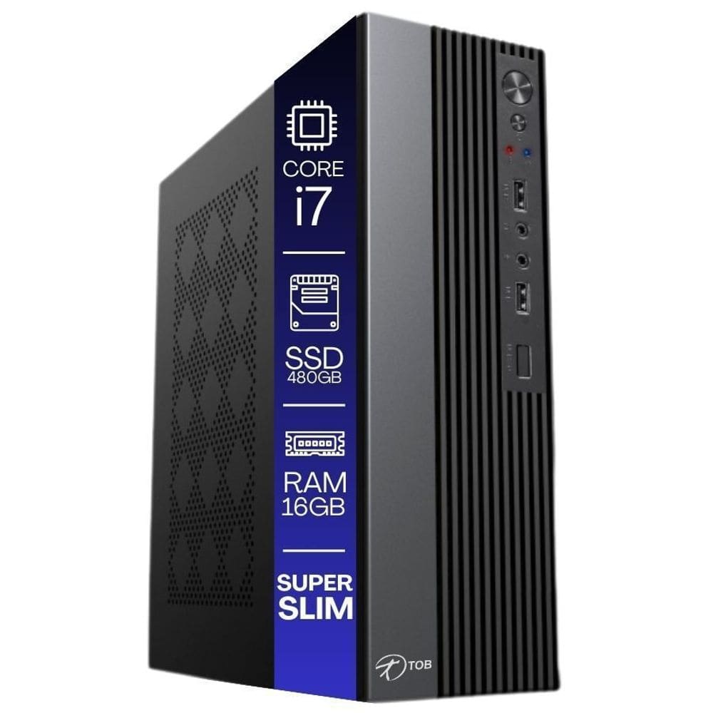 Computador TOB Slim Intel Core i7 SSD 480GB Memória 16GB Windows 10 Trial Desktop PC CPU