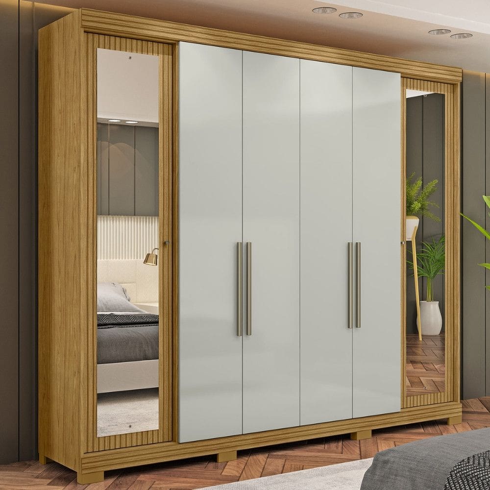 Guarda Roupa Casal com Espelho 6 Portas e Pés Bogotá Visão Móveis