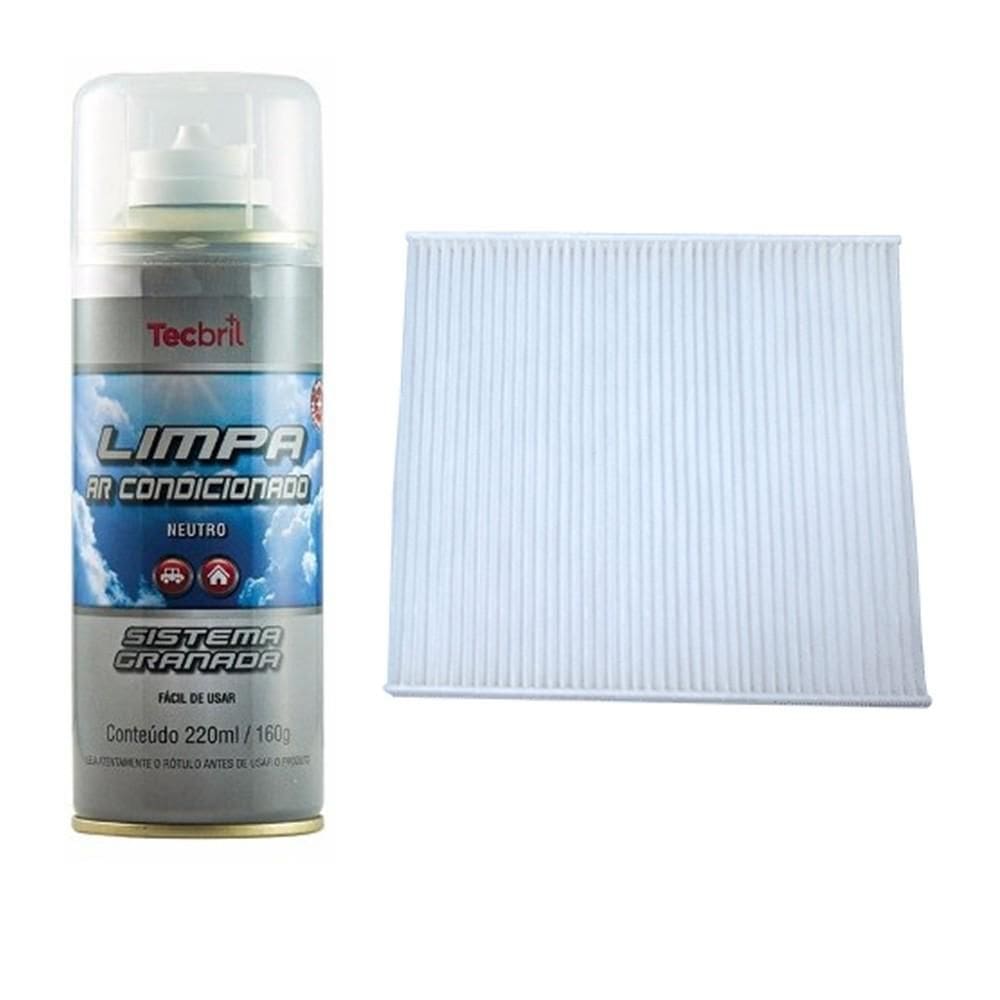 Kit Troca Filtro Ar Condicionado + Higienizador Captur 2017 Logan 2007 a 2014 Sandero 2007 a 2014