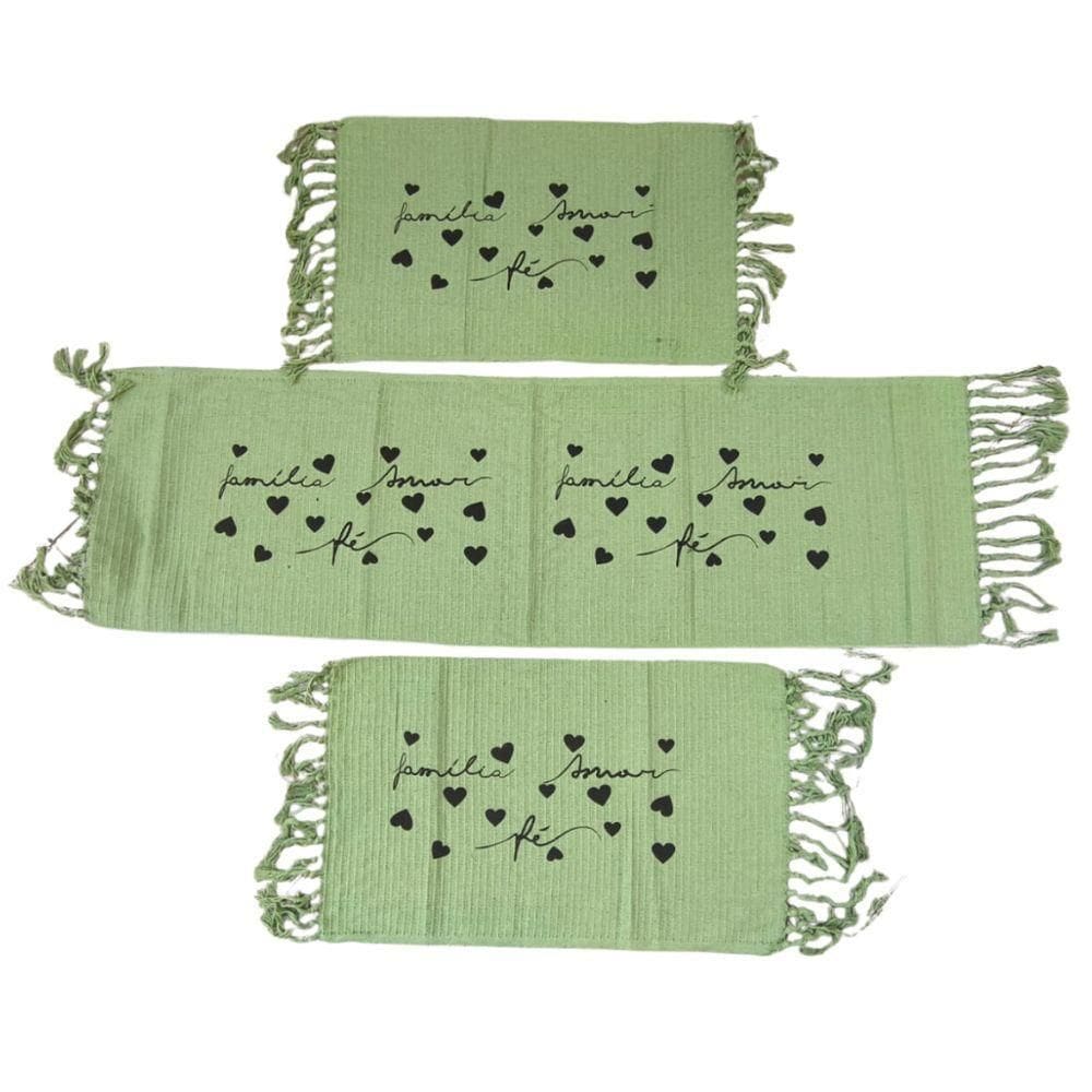 Kit 3 Passadeira Rosa De Cozinha Corredor Estampa Geométrica Tecido Grosso Tear Nozinho 100% Algodão Modelo Amor E Fé Ve