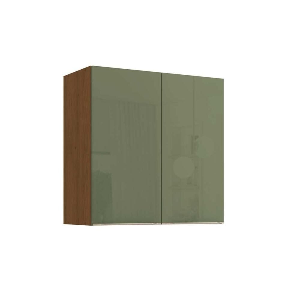 Armário Aéreo p/ Cozinha Vibra T644 c/ 2 Portas 80cm Canela/Verde Pistache Lacca - Kappesberg
