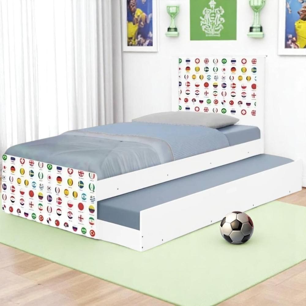 Bi Cama Juvenil Zap com Cabeceira Futebol Seleções Copa