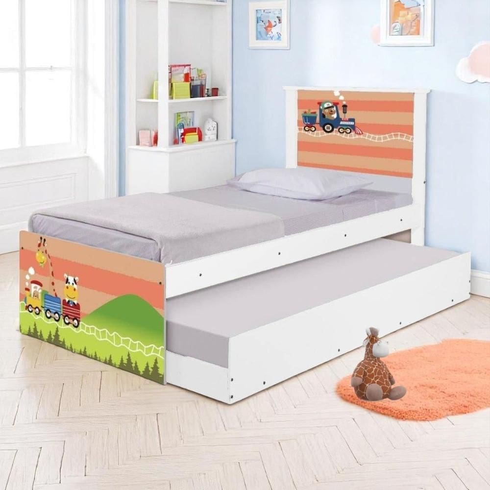 Bi Cama Juvenil Zap com Cabeceira Trenzinho