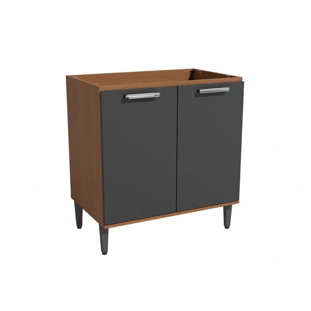 Balcão de Cozinha Linna T721 c/ 2 Portas s/ Tampo 80cm Canela/Grafite - Kappesberg