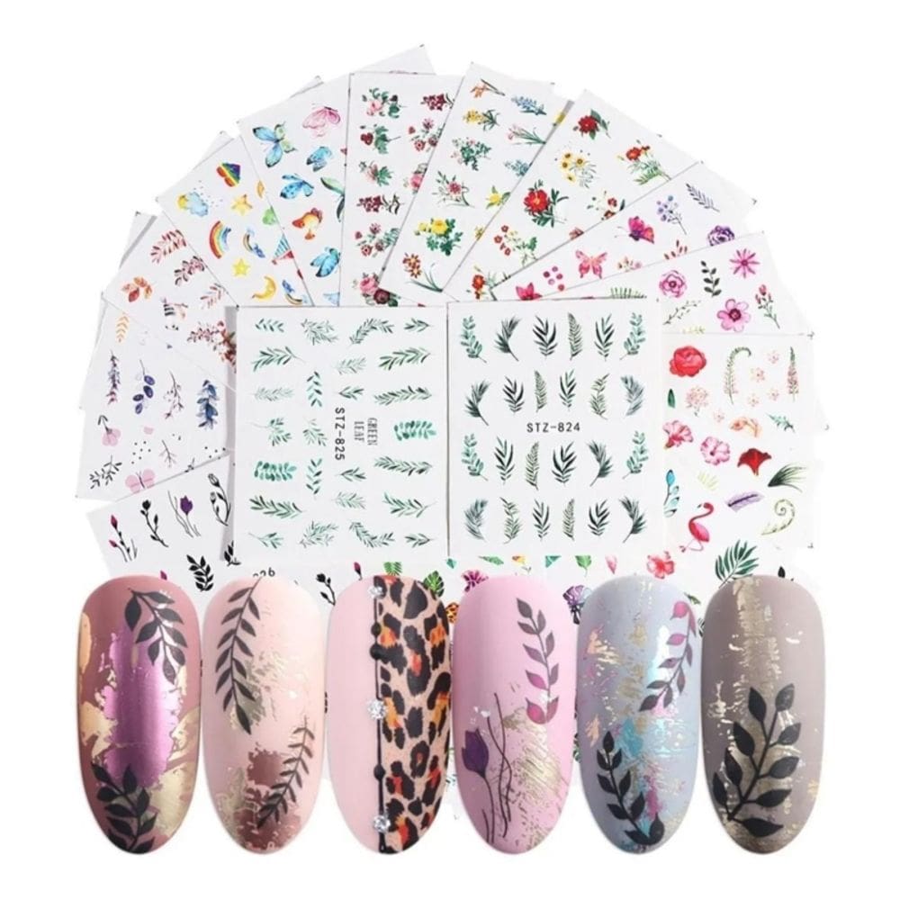 Adesivos de arte para unhas, 68 folhas, adesivos fotográficos para unhas de verão