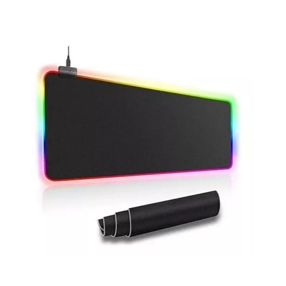 Mouse pad para jogos antiderrapante RGB LED XL 80x30cm preto