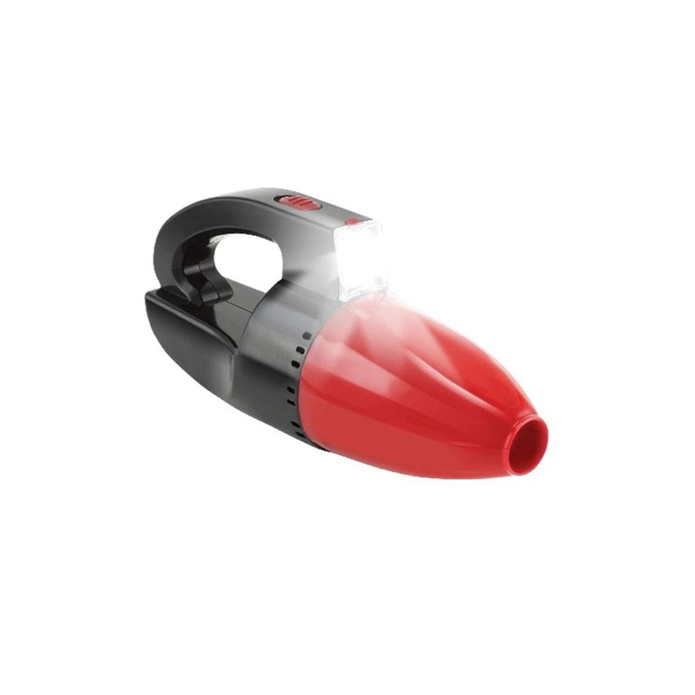Aspirador de pó para carro 12V portátil com lanterna - vermelho