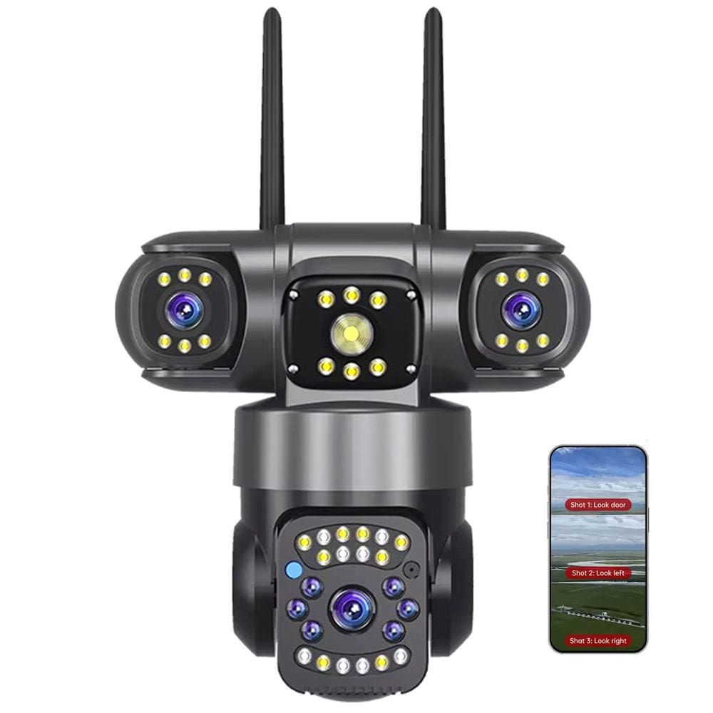 Camera de Segurança Lente Tripla 360 Graus Wifi App Sensor Presença Microfone Audio Visao Noturna Vigilancia Residencial