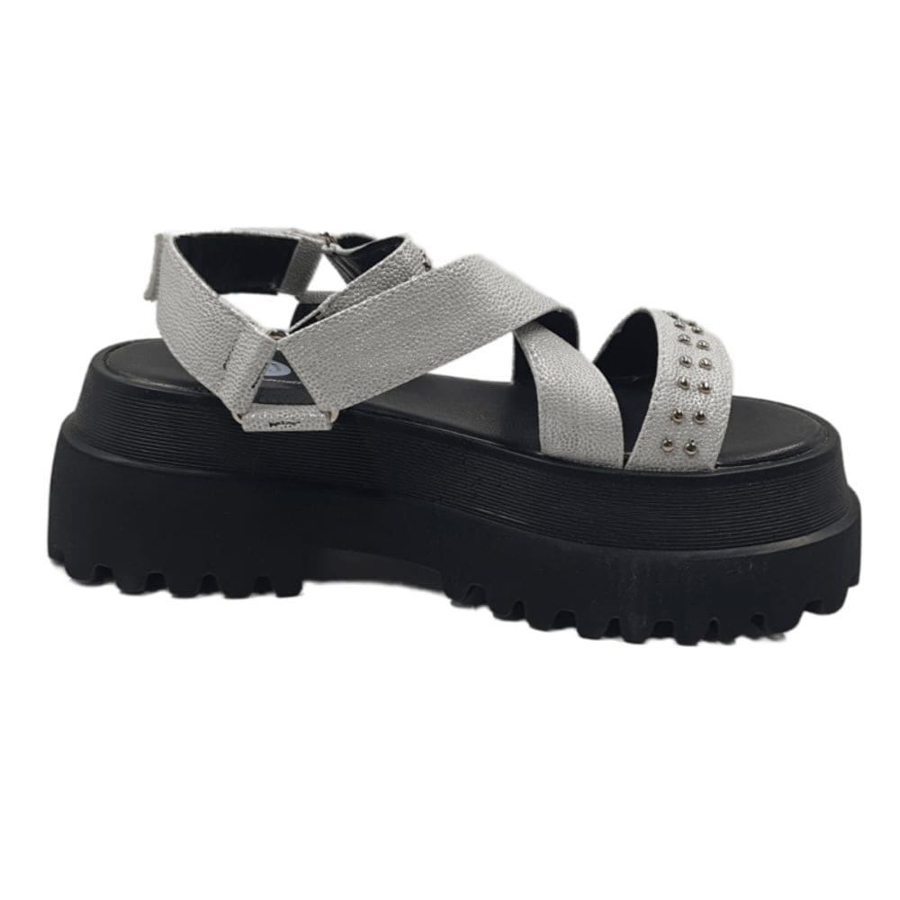 Sandálias de plataforma Echo Leather Porridge Colors Plataforma de 4 cm