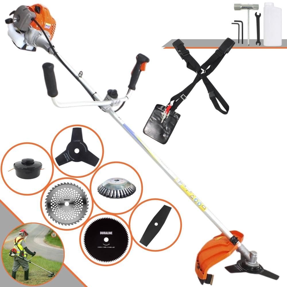 Roçadeira Vulcan VR430P À Gasolina 2T 43cc 10000rpm 1,7HP Com Guidão Antivibração Carretel Nylon + 4 Lâminas de Cortes + Escova 38 Cerdas