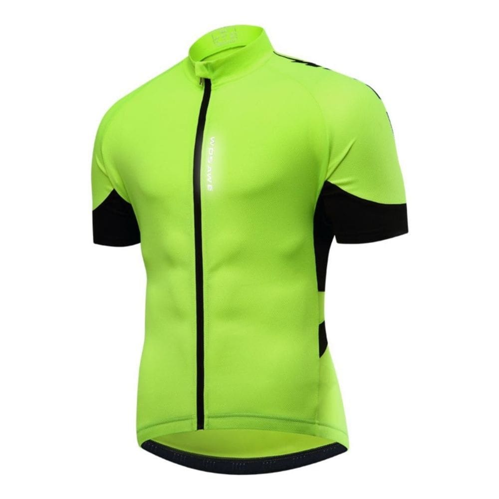 Jersey de ciclismo Wosawe BO251 para homens azul e verde limão