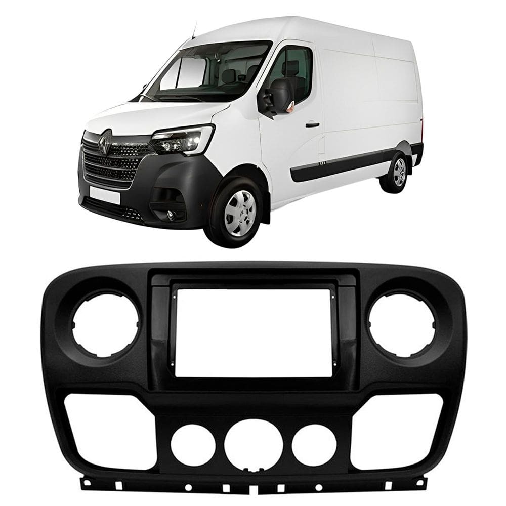 Moldura 10 Polegadas Renault Master 2014 à 2025 Preta Painel Central Multimidia Som
