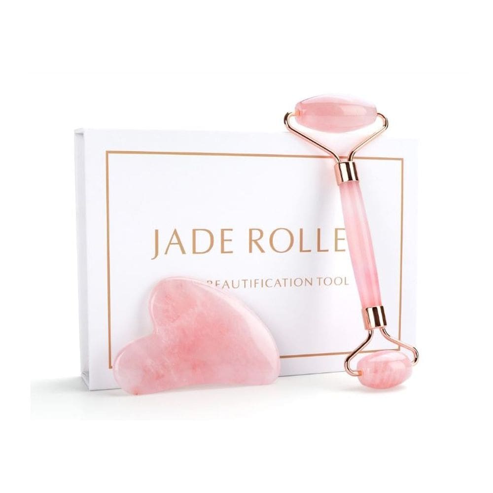 Kit de massagem facial Rose Quartz Roller Guasha Anti-Aging