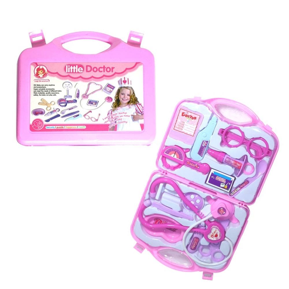 Kit de mala Doctor para crianças Medico, 14 unidades, rosa