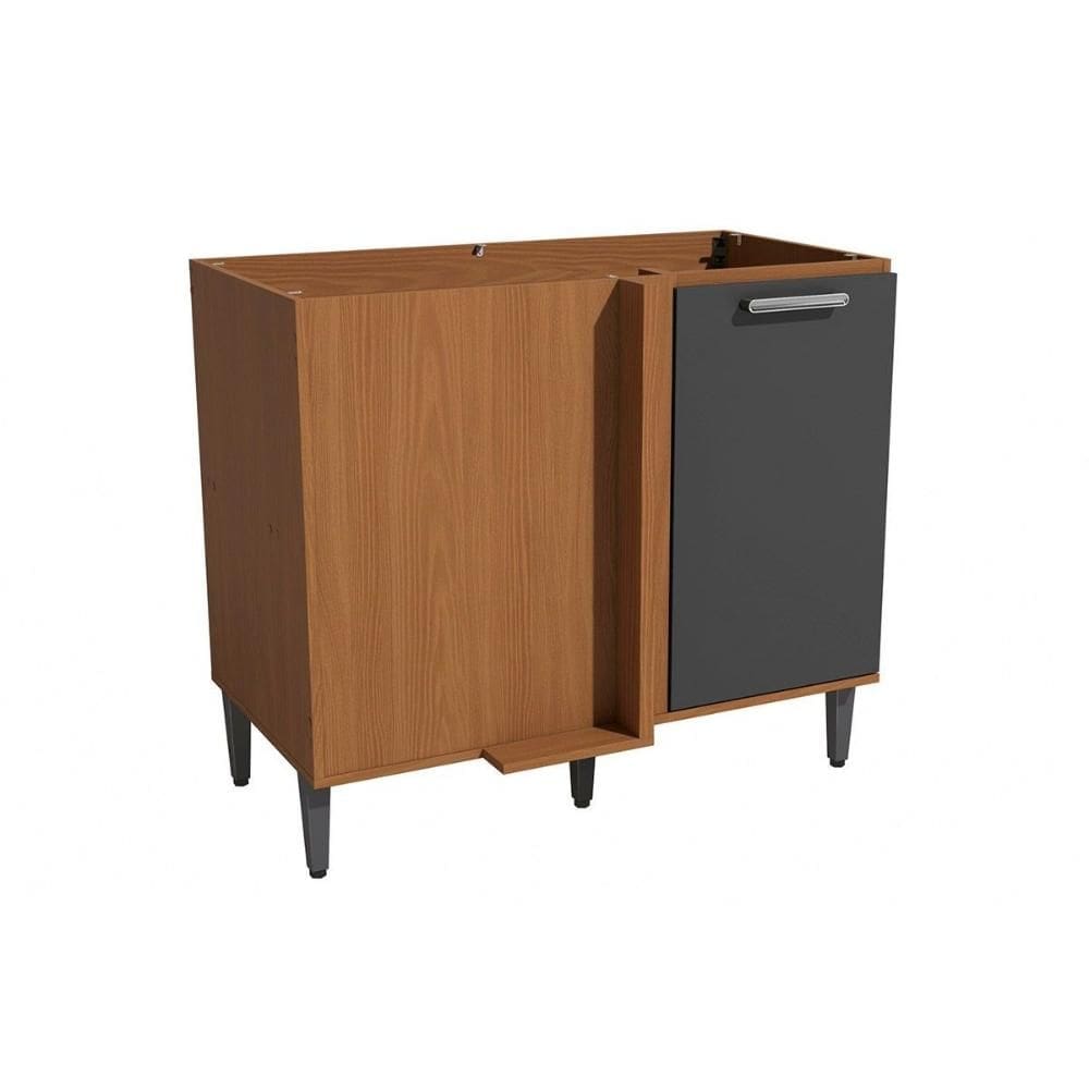 Balcão de Cozinha Canto Reto Linna T723 c/ 1 Porta s/ Tampo 98cm Canela/Grafite - Kappesberg