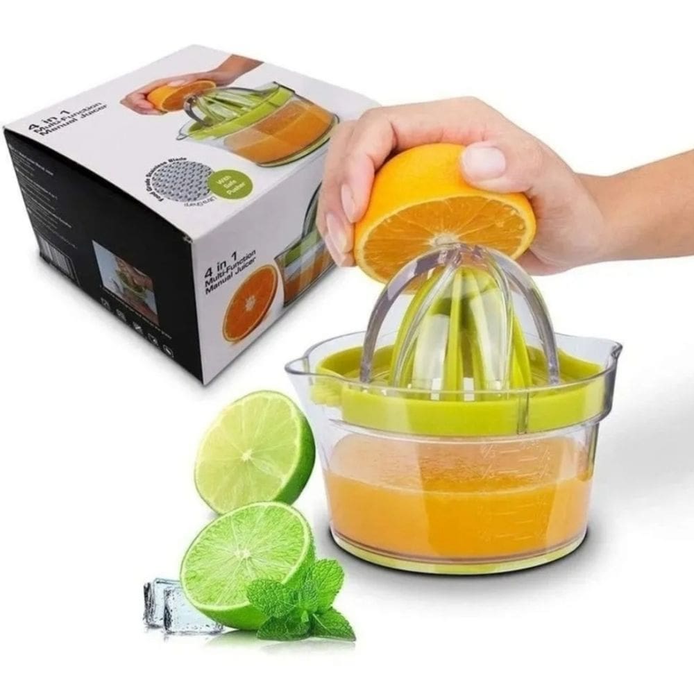 Espremedor multifuncional manual 4 em 1 com ralador e copo de 400 ml