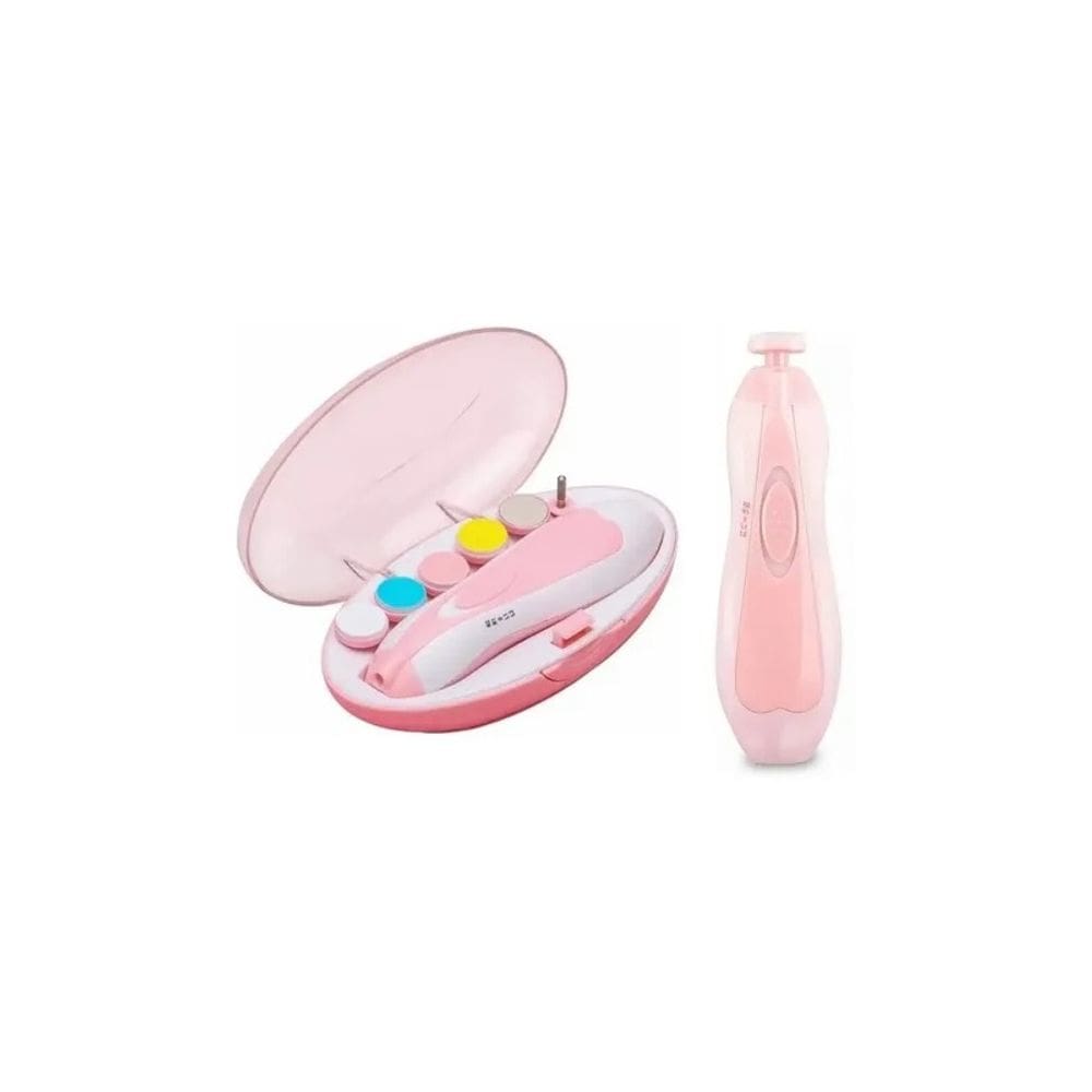 Cortador de unhas elétrico para bebês, movido a bateria, rosa