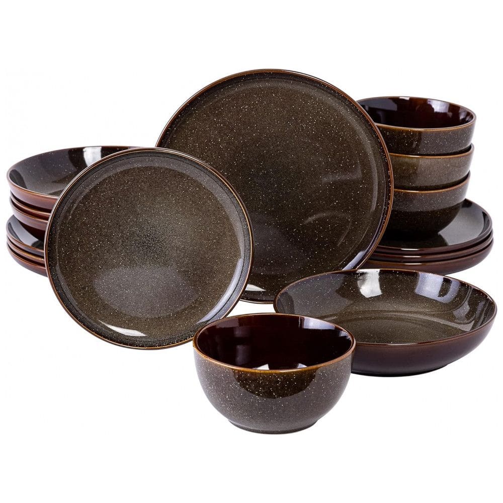 Aparelho de Jantar com 16 Peças em Cerâmica Serve 4 Pessoas, Gibson Elite Edwina, Marrom
