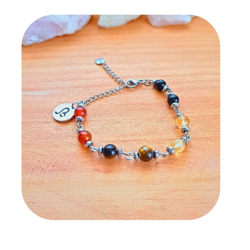 Pulseira com pedras para signo de Leão - 18cm