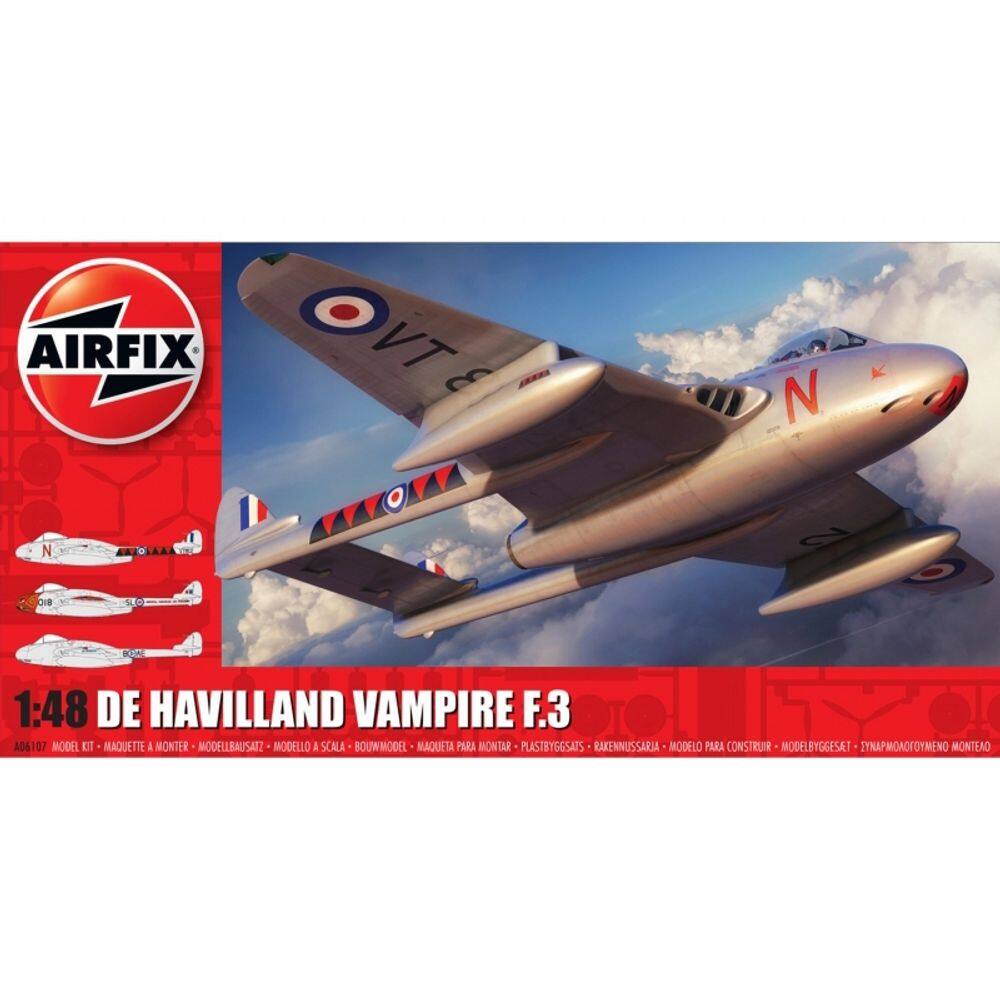 Kit de modelos Airfix de Havilland Vampire F3 em escala 1:48