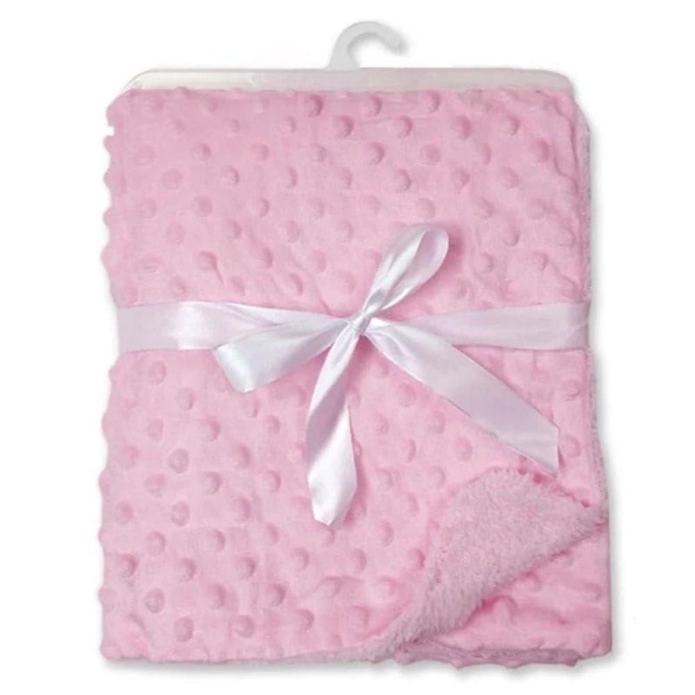Cobertor para bebês, tecido rosa macio, design de pontos respiráveis