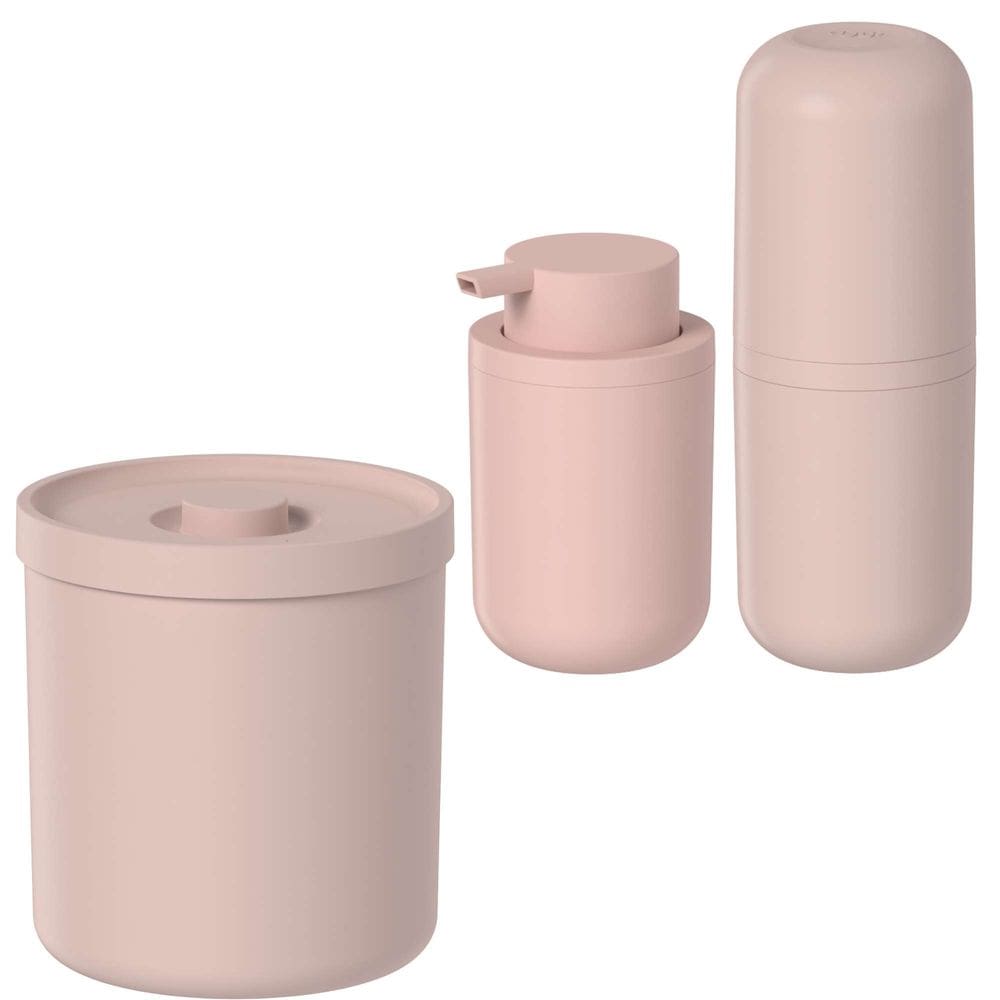 Conjunto Completo para Banheiro com 3 Peças Rosa - Ou