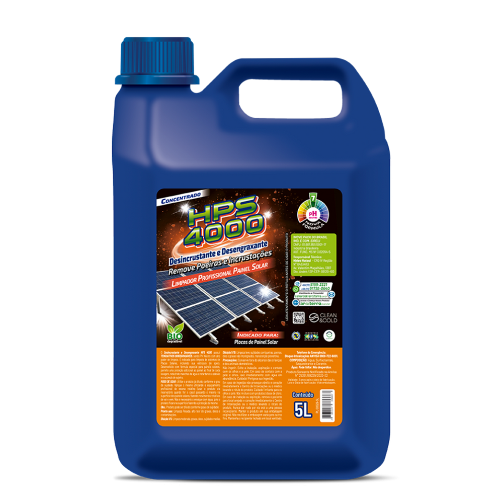 Limpador Desincrustante Desengraxante HPS 4000 p/ Placa Solar 05 Lt