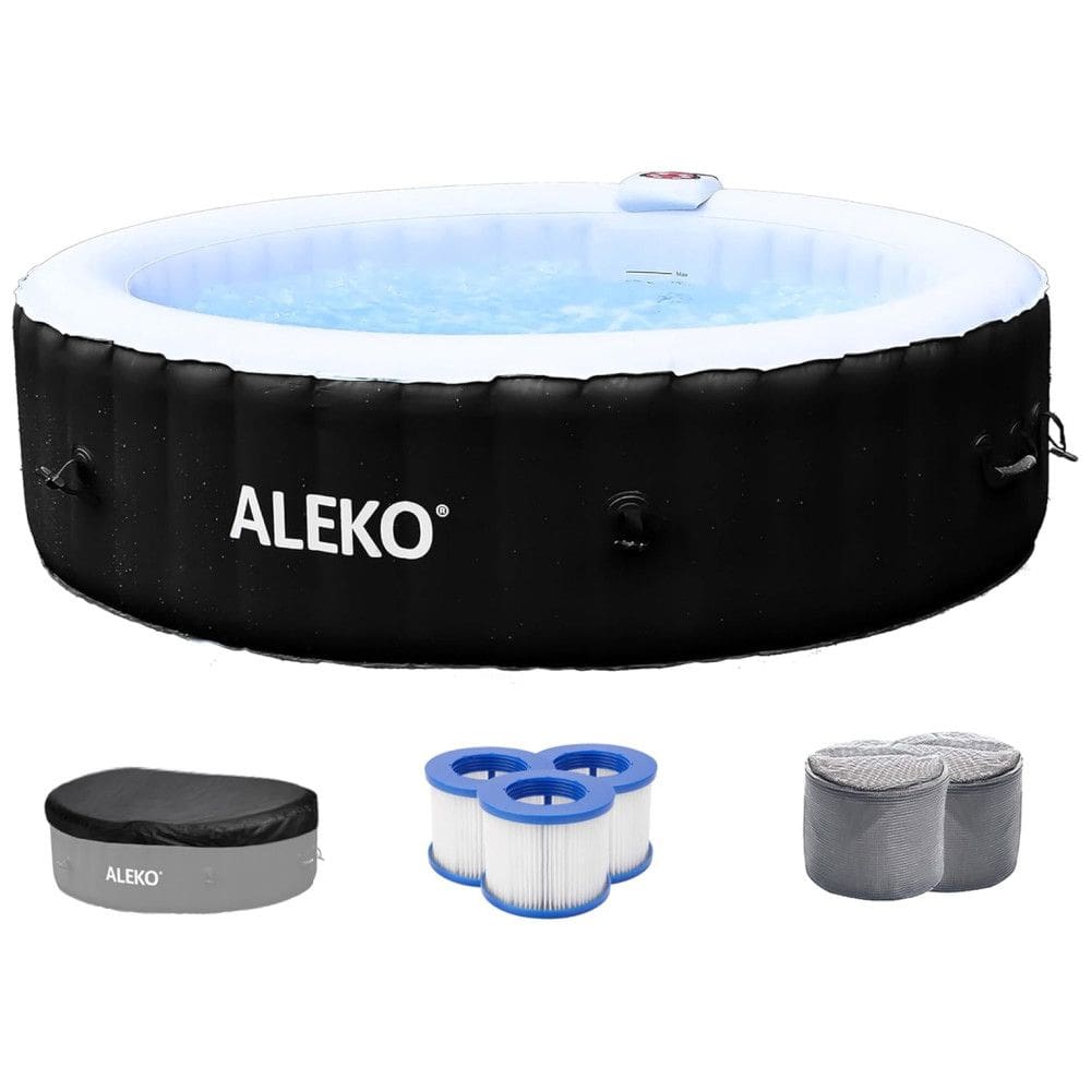 ALEKO 265 galões com capacidade de água para 6 pessoas, banheira de hidromassagem redonda inflável de alta potência com tampa ajustada e 3
