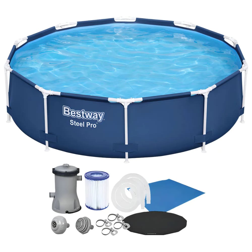 Kit Piscina Estrutural Bestway 4.678 Litros Steel Pro MAX Completo: Filtro 127V + Capa + Forro