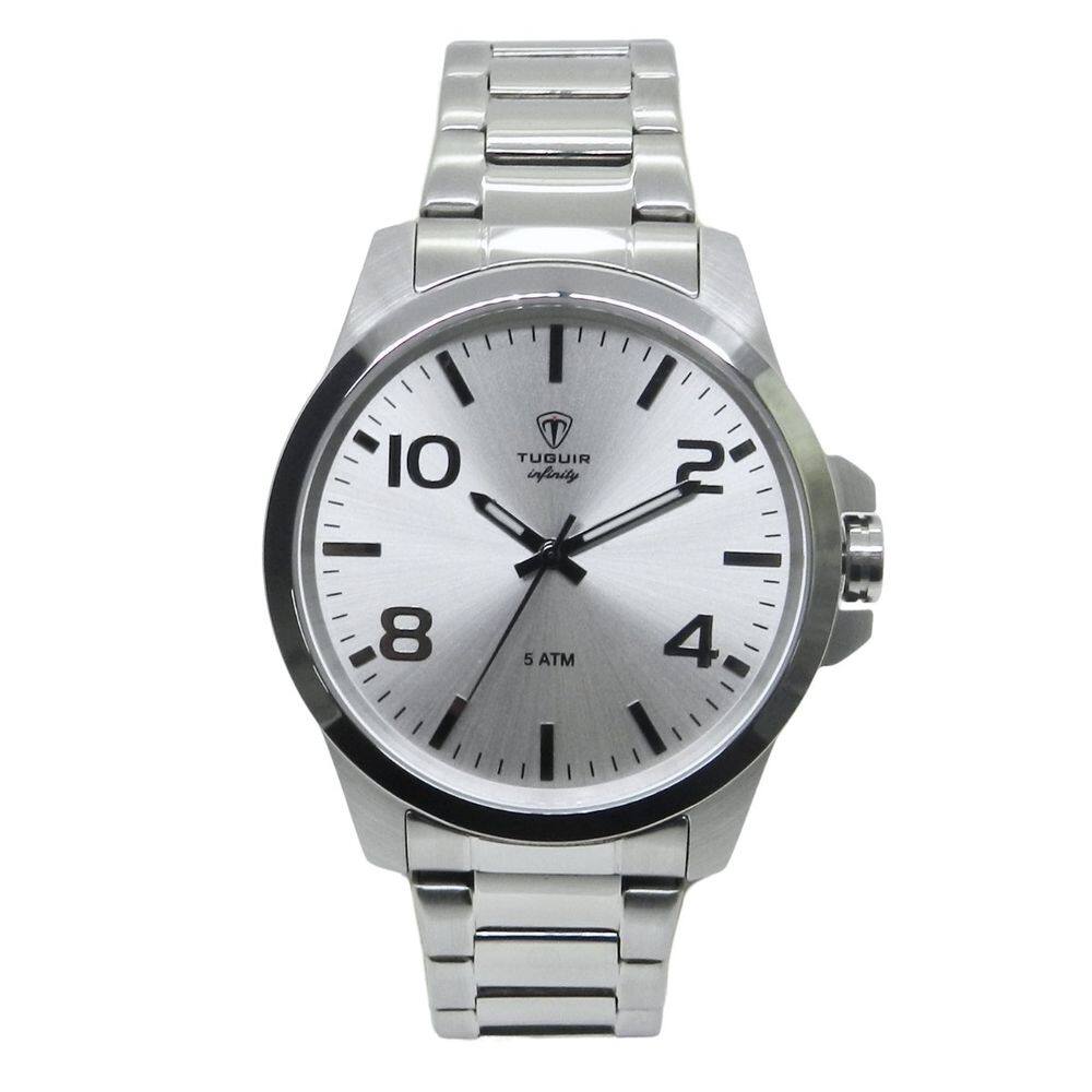 Relógio Masculino de Aço Tuguir Analógico Infinity 6117G Prata e Branco