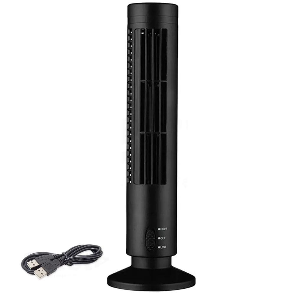 Ventilador Torre Vertical USB 2 Velocidades Mesa Escritorio Cabeceira Quarto Sala Calor Sol Verao Dia Quente