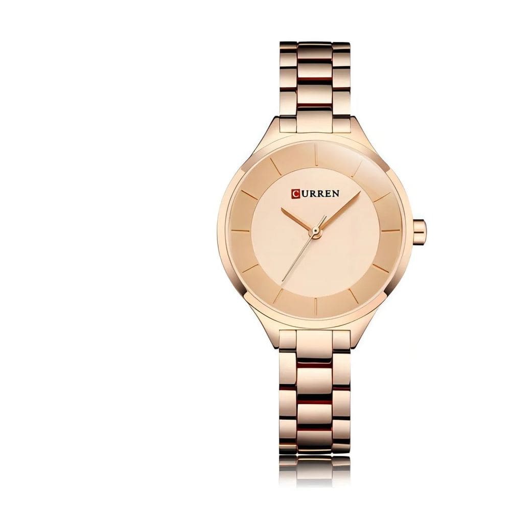 Relógio Curren 9015 Feminino Aço Inoxidável Rosê/Rosê