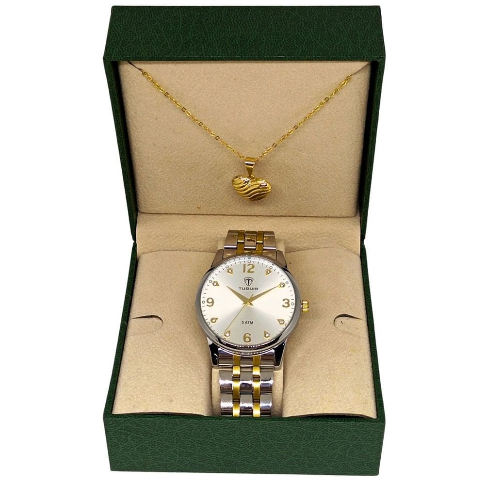 Relógio Feminino Tuguir Analógico 2130 Prata e Dourado