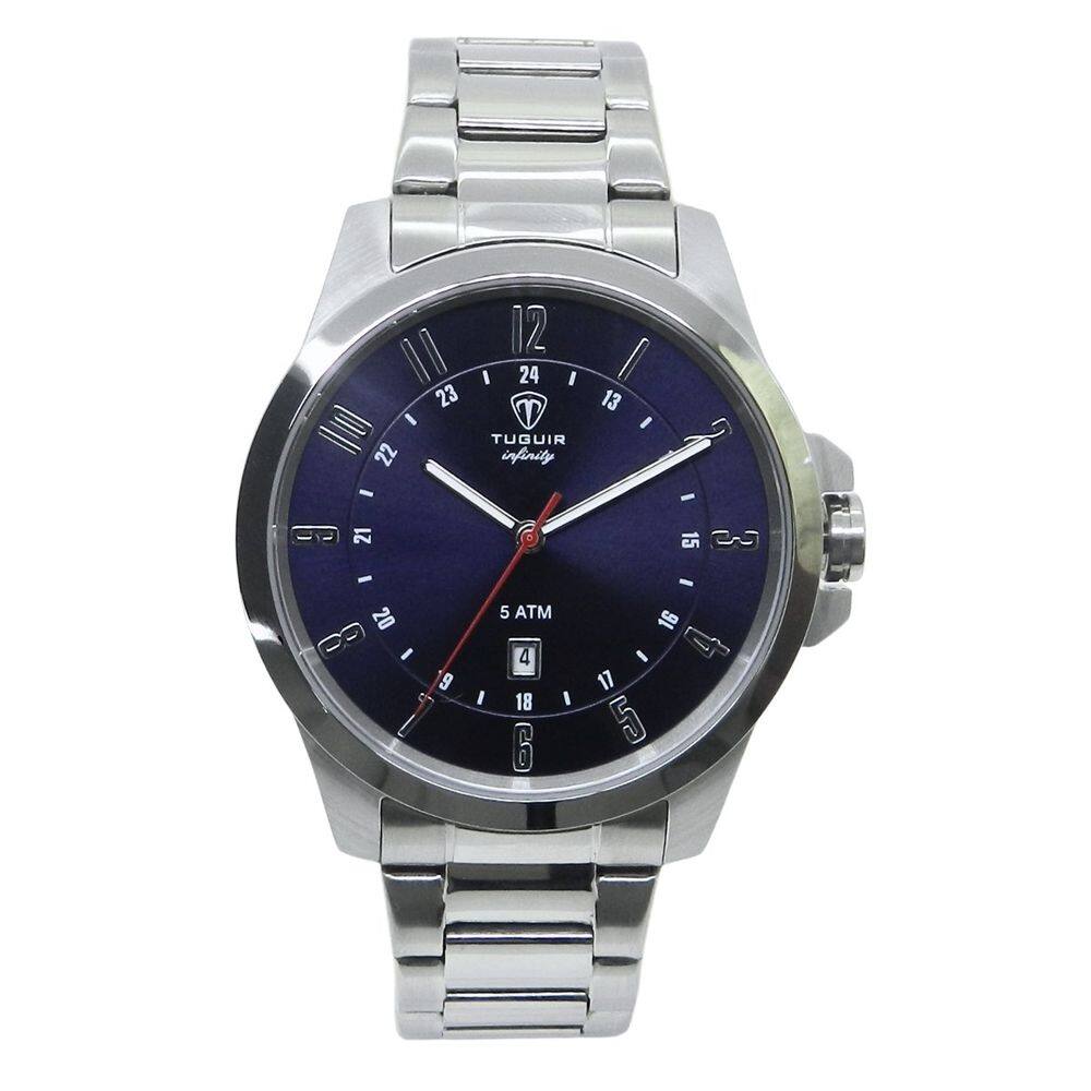 Relógio Masculino de Aço Tuguir Analógico Infinity 6117H Prata e Azul