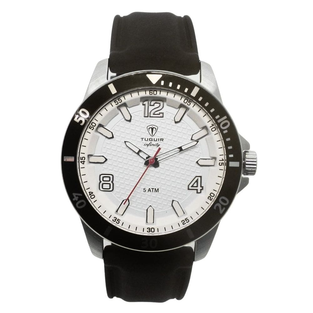 Relógio Masculino de Aço Tuguir Analógico Infinity 9169B Prata e Preto e Branco
