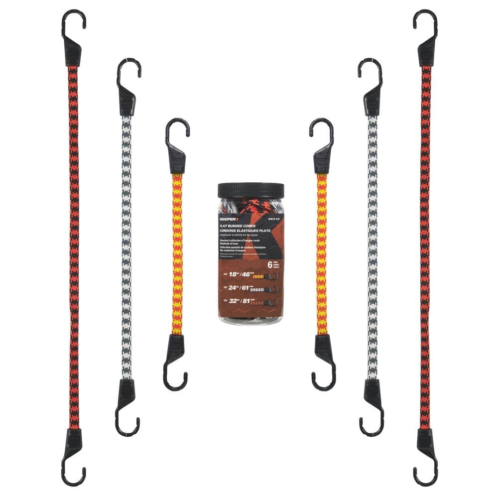 Bungee Cord Keeper Sorted Flat, pacote com 6, 46, 61 e 81 cm