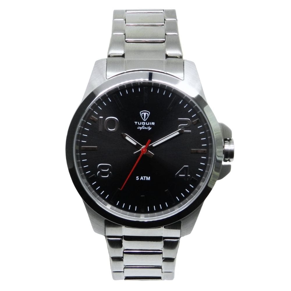 Relógio Masculino de Aço Tuguir Analógico Infinity 6117G Prata e Preto