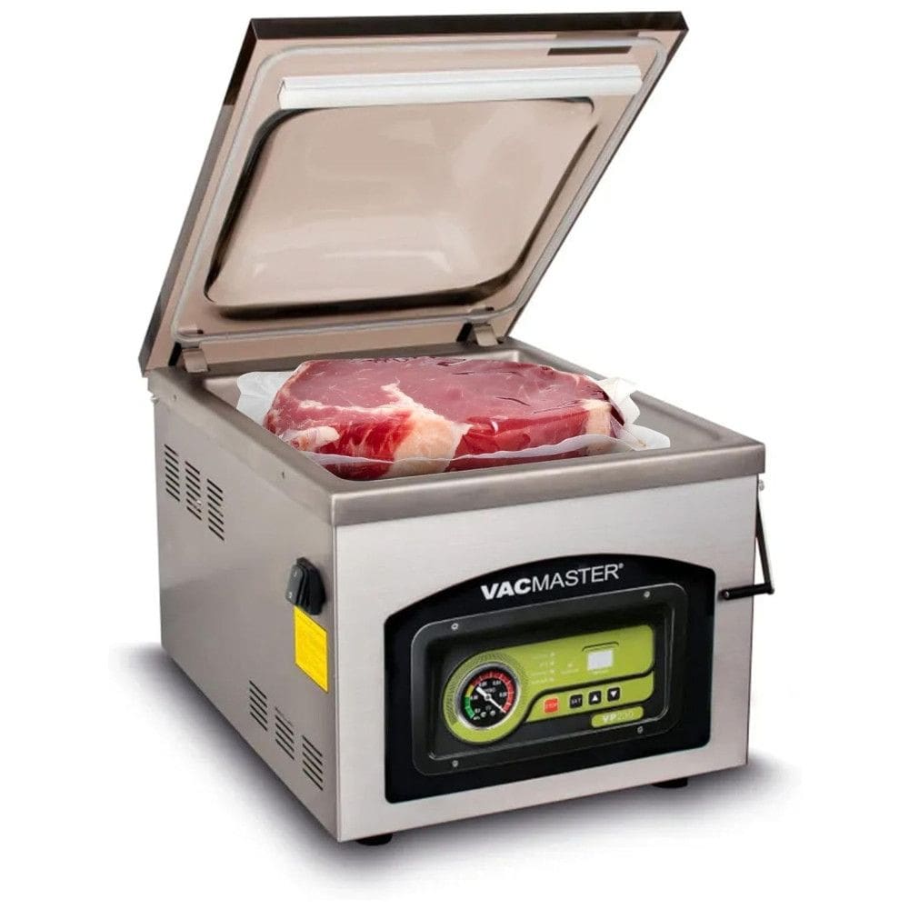 Seladora a Vácuo Automática  para Alimentos Secos e Úmidos em Aço Inoxidável, 110V 370W, Vacmaster VP230, Preta e Prata