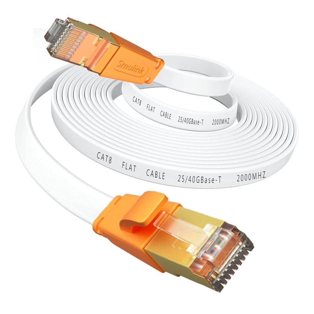 Cabo de Internet Cat8 6M Vel, 40 Gbps 2000 MHz com Conector RJ45, SMOLINK, Branco